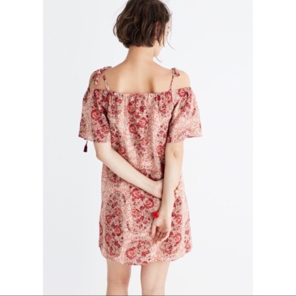 Madewell Cold Shoulder Watercolor Paisley Dress